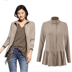 EUC CAbi Heather Taupe Weekend Topper Peplum Jacket (D-1)